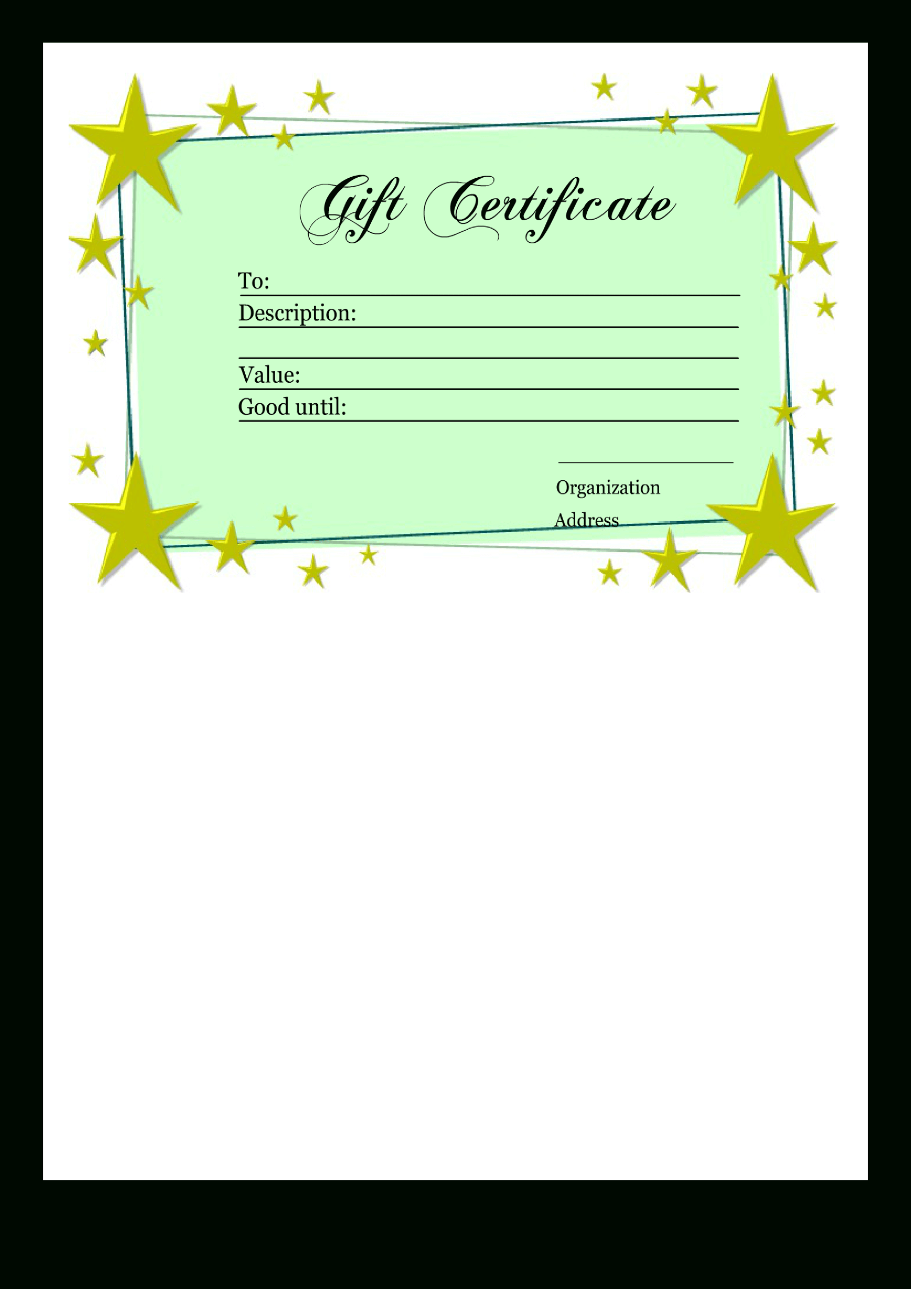 Homemade Gift Certificate Template | Templates At Within Homemade Gift Certificate Template