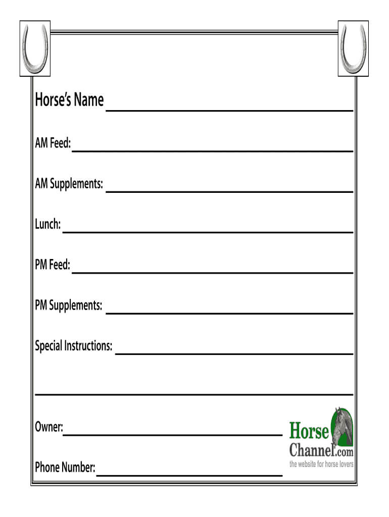 Horse Stall Cards Templates – Fill Online, Printable For Horse Stall Card Template