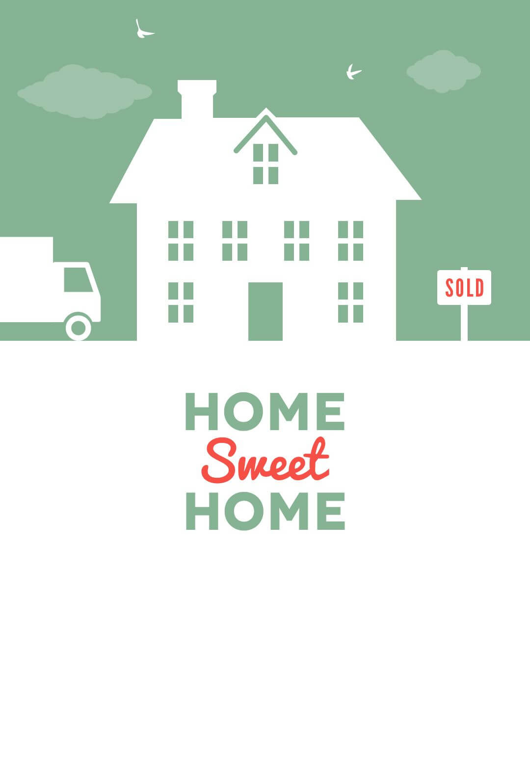 House And Birds – Free Printable Moving Announcement Intended For Free Moving House Cards Templates