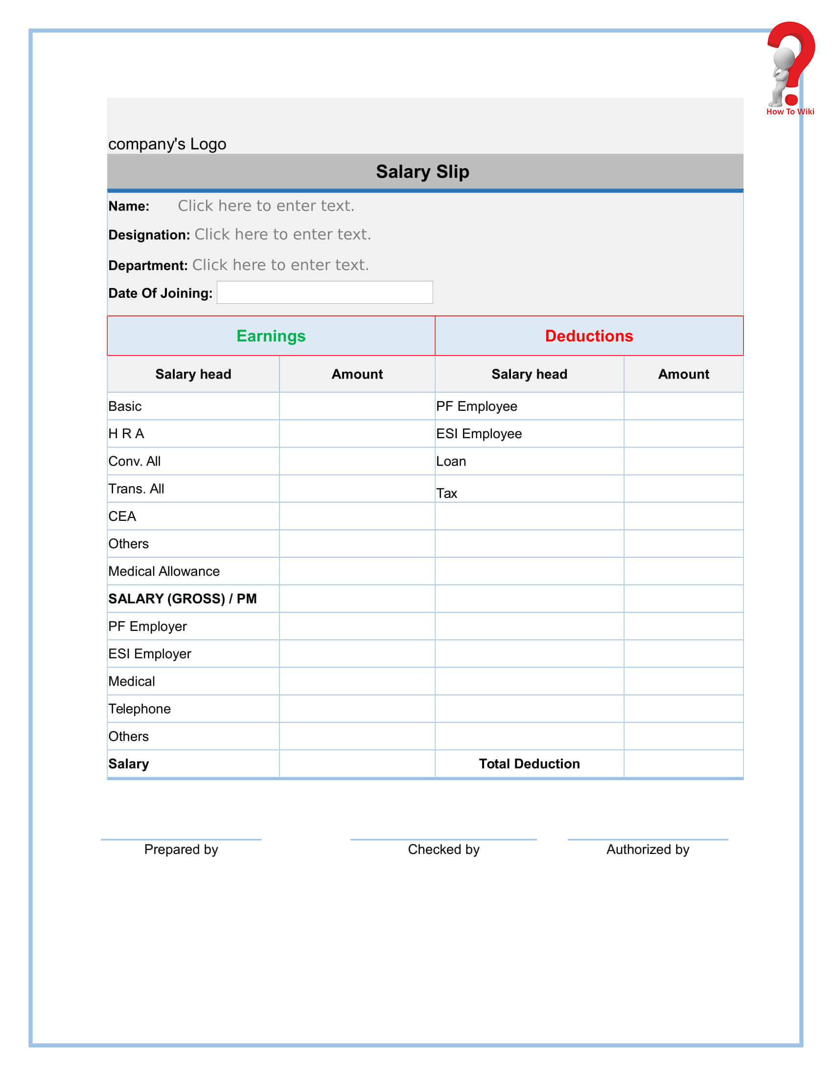 How To Create A Free Payslip Template In Excel, Pdf, Word In Blank Payslip Template
