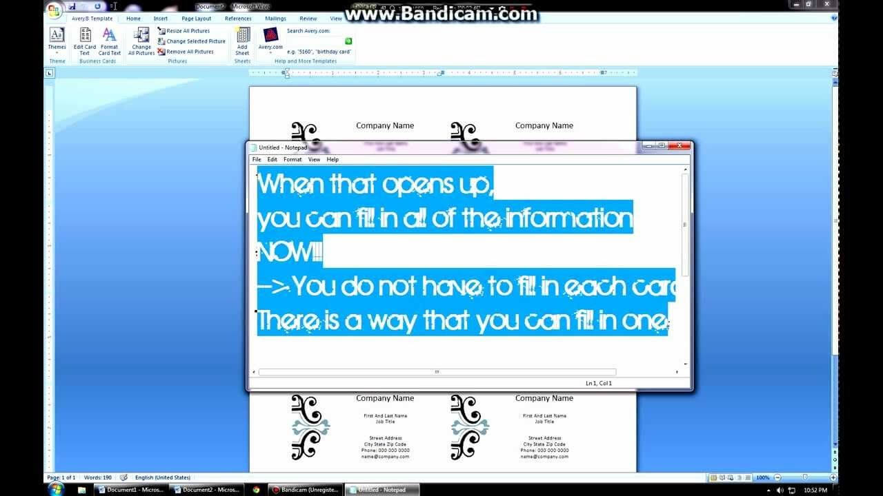 How To Create Business Cards On Microsoft Word 2007 | Create Within Business Card Template For Word 2007