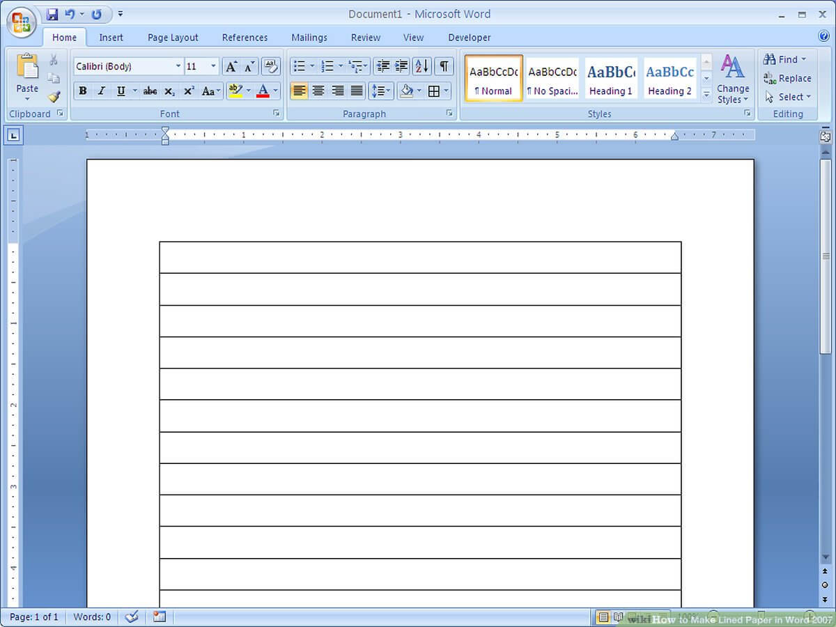 How To Make Lined Paper In Word 2007: 4 Steps (With Pictures) Intended For Ruled Paper Word Template