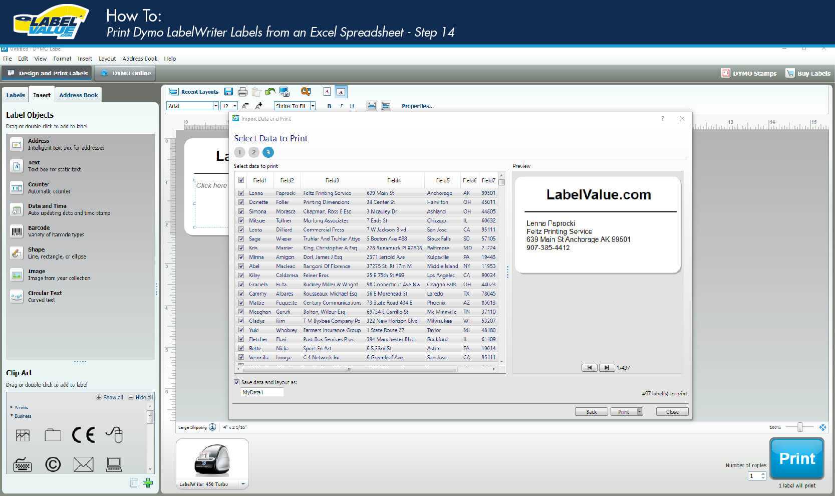 How To Print Labels From An Excel Spreadsheet Using A Dymo Pertaining To Dymo Label Templates For Word