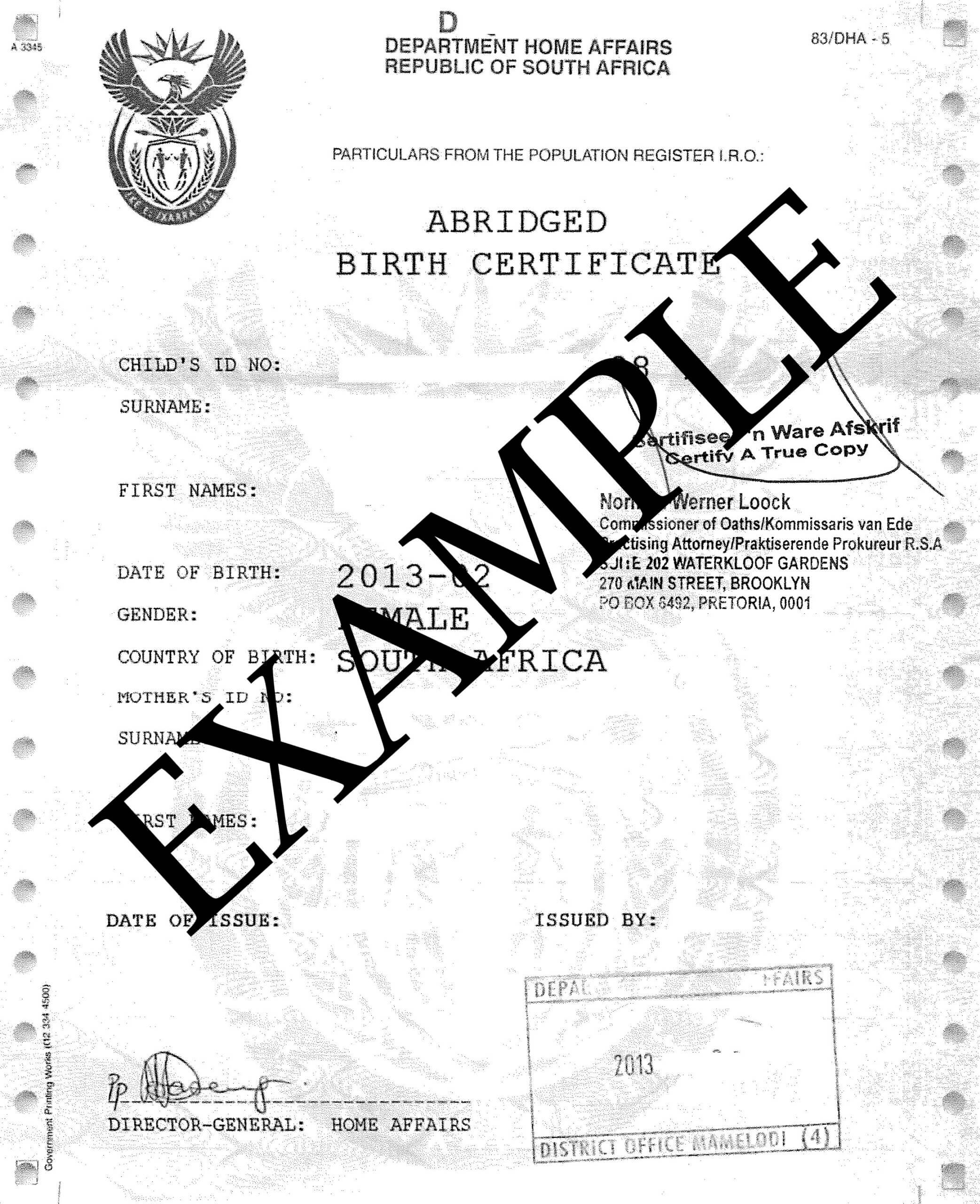 How To Travel With Children Into And Out Of South Africa Intended For South African Birth Certificate Template