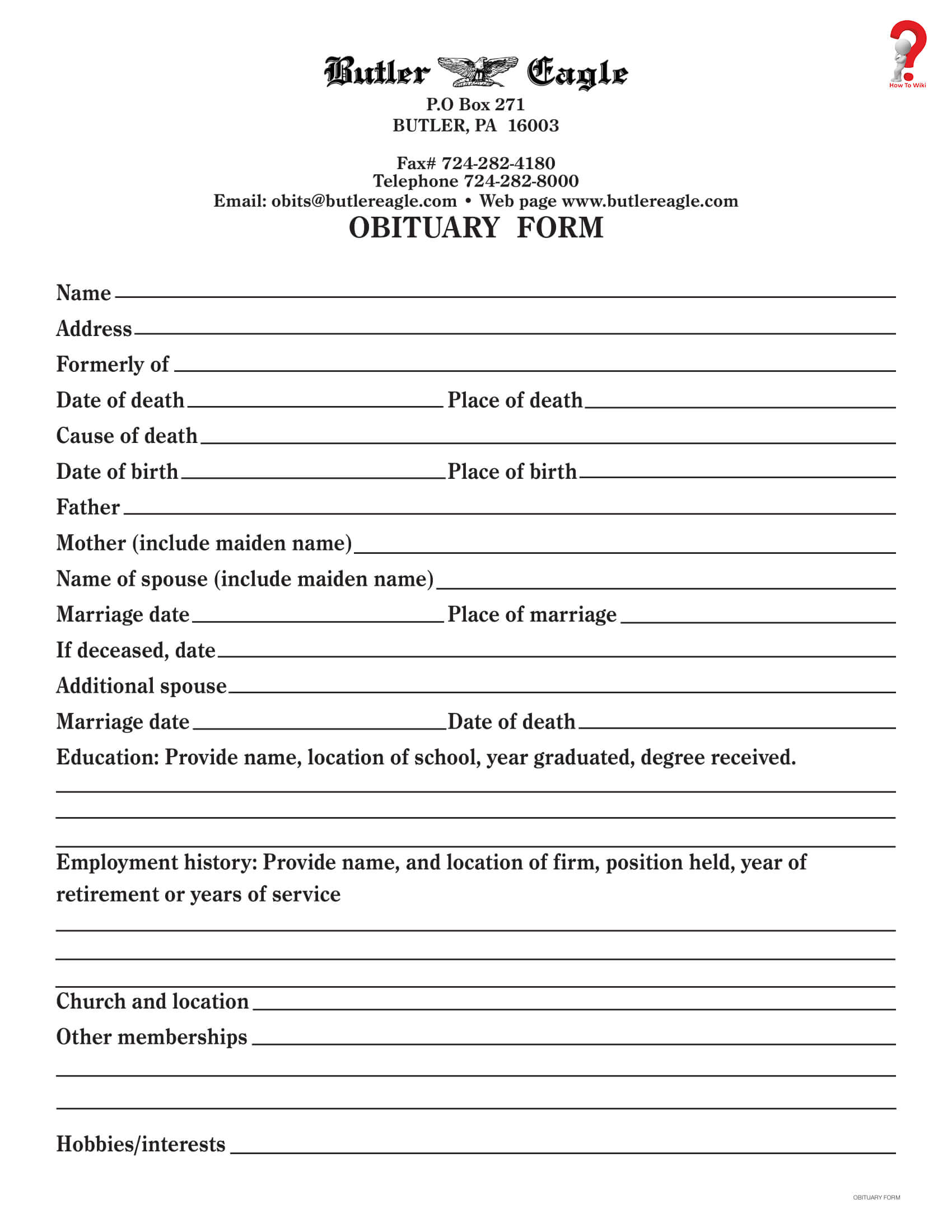 How To Write An Obituary Template In Simple Steps | How To Wiki In Fill In The Blank Obituary Template