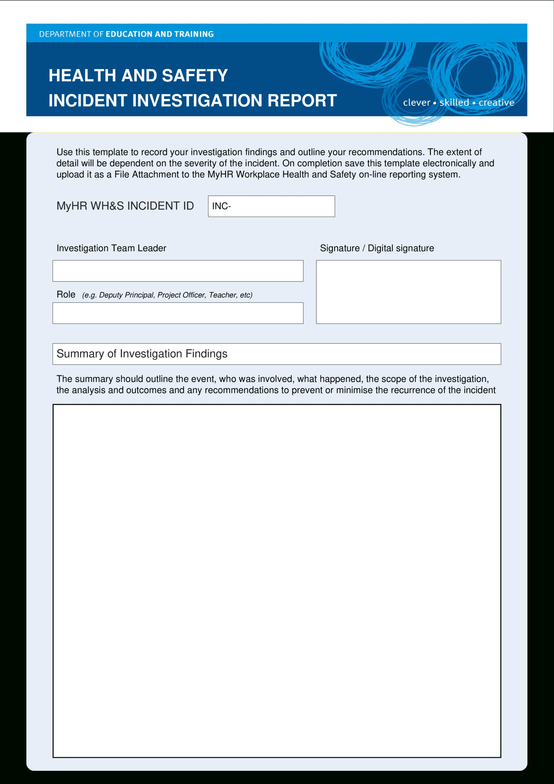 Hse Health Safety Incident Investigation Report | Templates At Intended For Hse Report Template