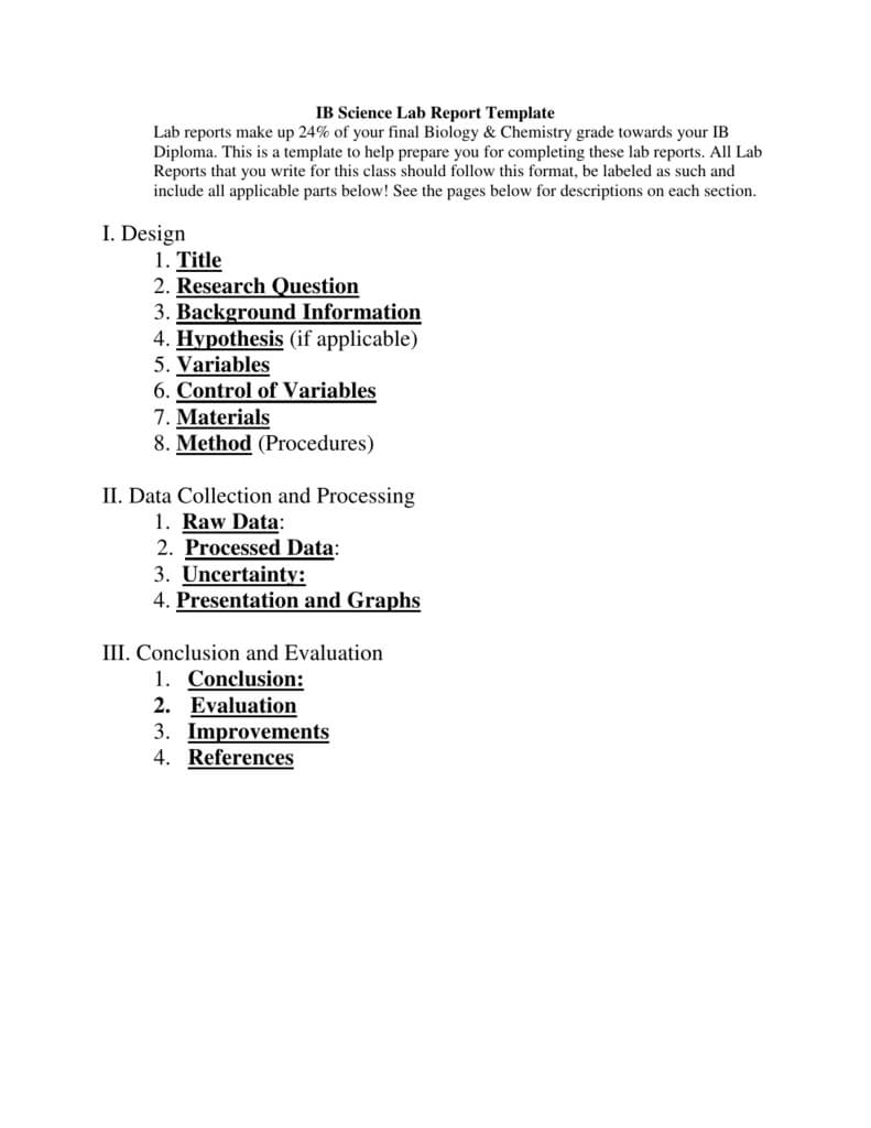 Ib Biology Lab Report Template Regarding Section 7 Report Template
