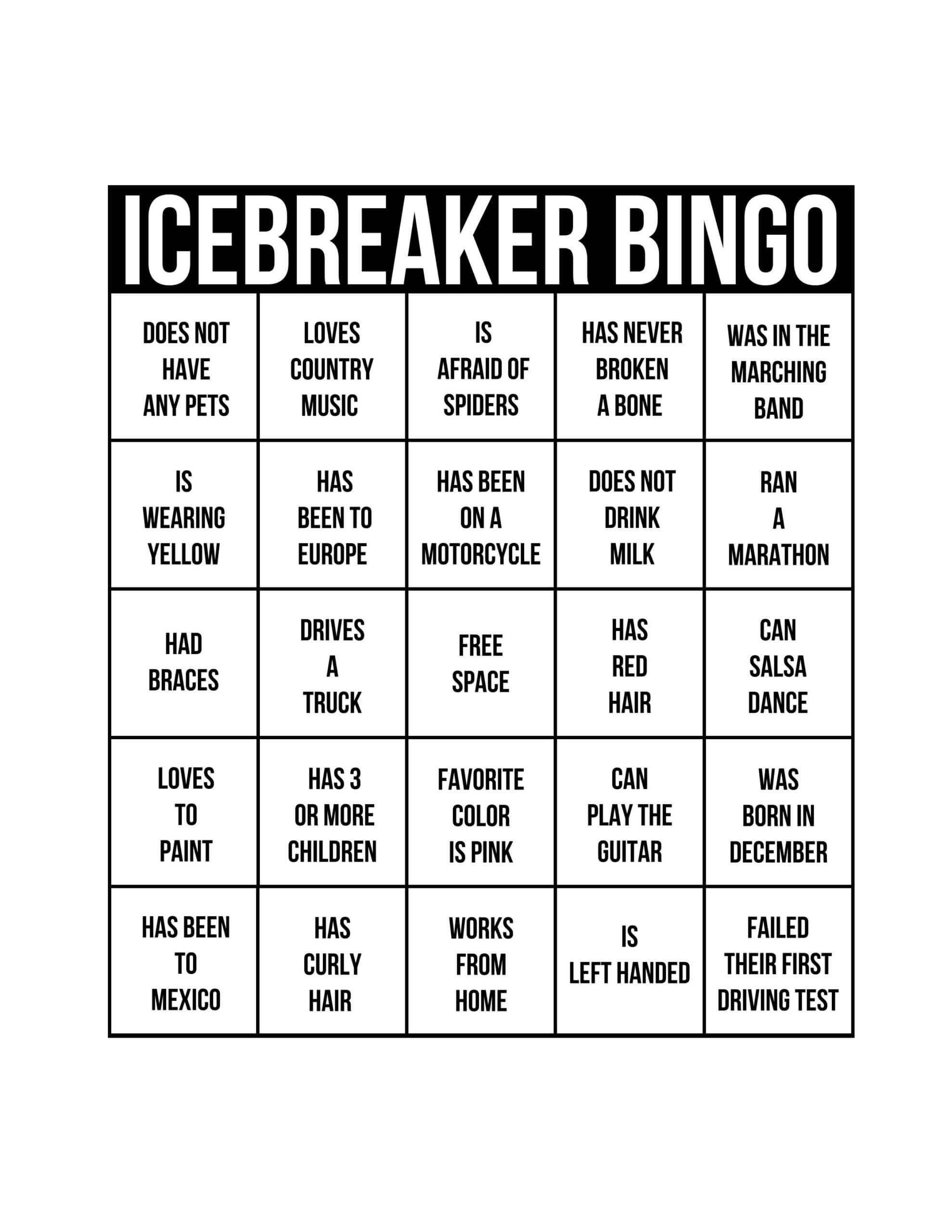 Icebreakers: The Best Way To Get A Party Started | Gaming Inside Ice Breaker Bingo Card Template
