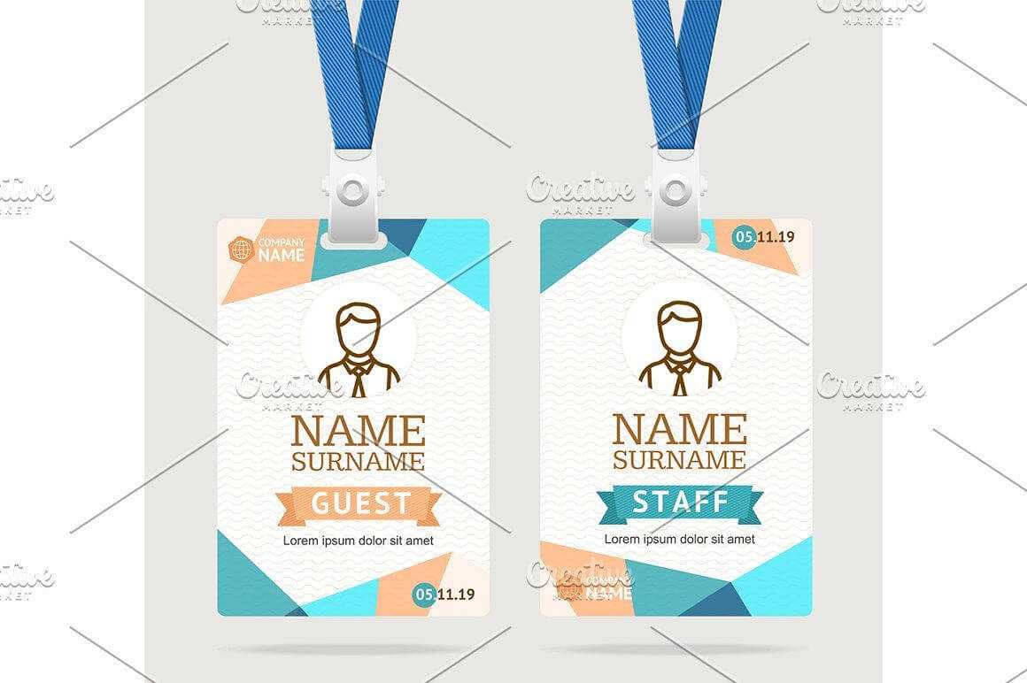 Id Card Template Plastic Badge Id Card Template Abstract Within Conference Id Card Template