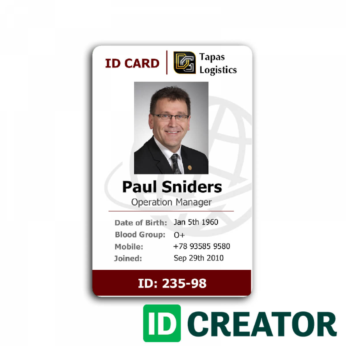 Id Card Template Recent Visualize 1 Front Of Id Employee 232 With Regard To Employee Card Template Word