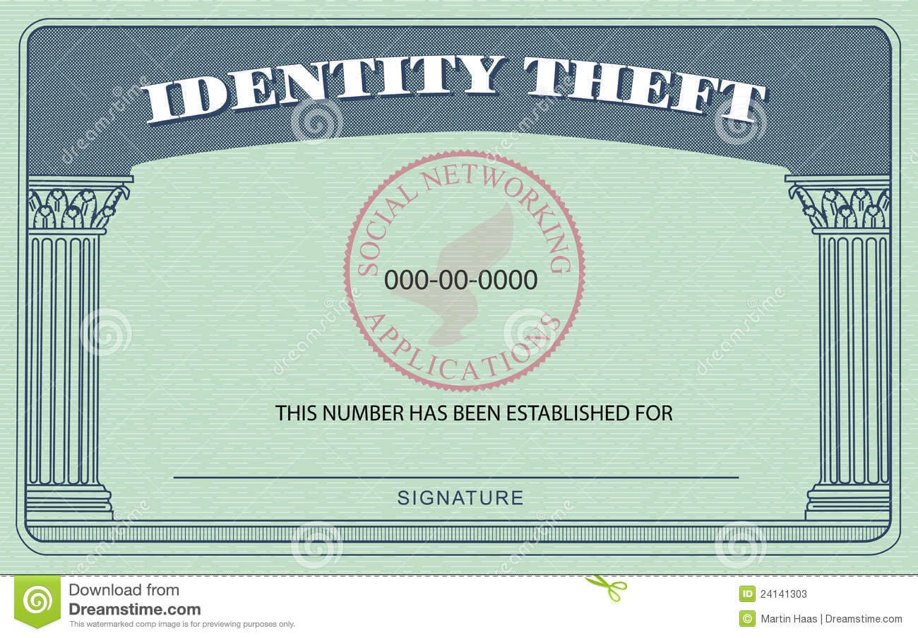 Identity Theft Card Stock Illustration. Illustration Of In Social Security Card Template Free