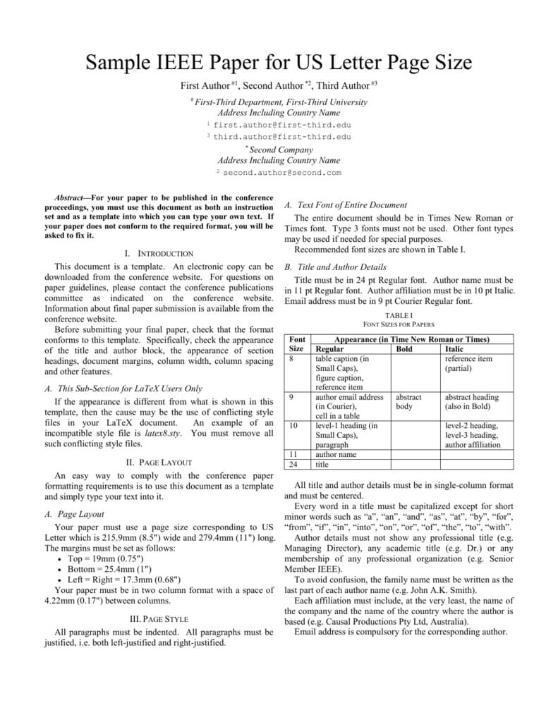 Ieee Paper Word Template In Us Letter Page Size (V3) In Template For Ieee Paper Format In Word