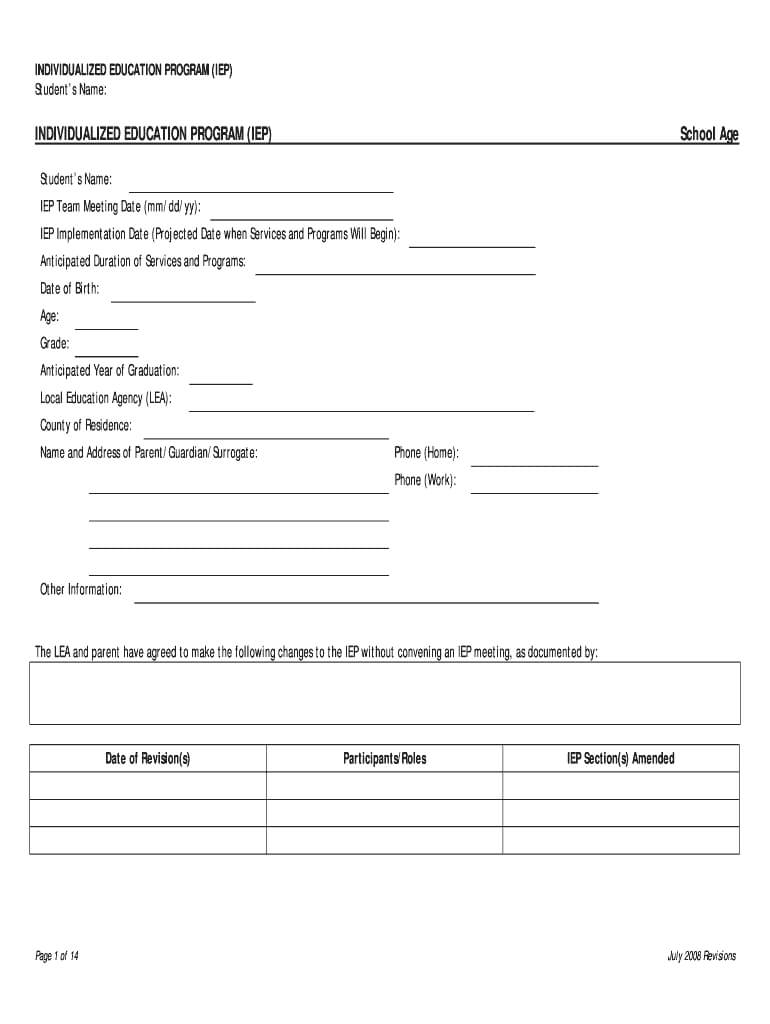 Iep Template - Fill Online, Printable, Fillable, Blank Inside Blank Iep Template