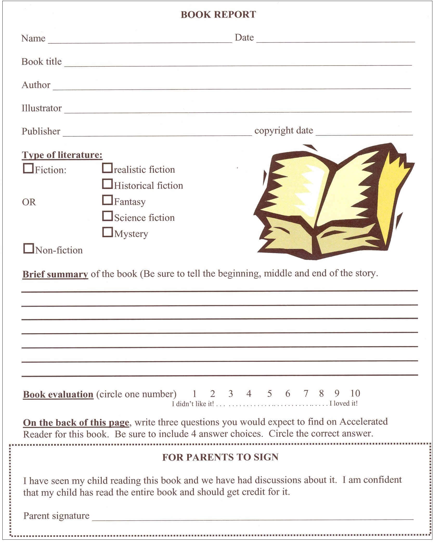 Image Result For 6Th Grade Book Report Format | Book Report Within Ar Report Template