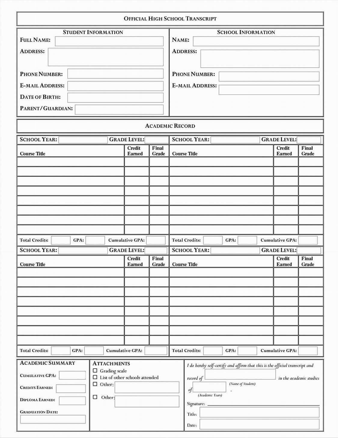 Image Result For Middle School Transcript Template | School With Regard To Homeschool Middle School Report Card Template