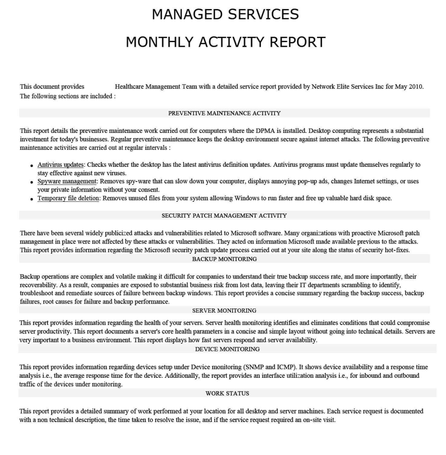Image Result For Sample Monthly Management Report Format Inside How To Write A Monthly Report Template