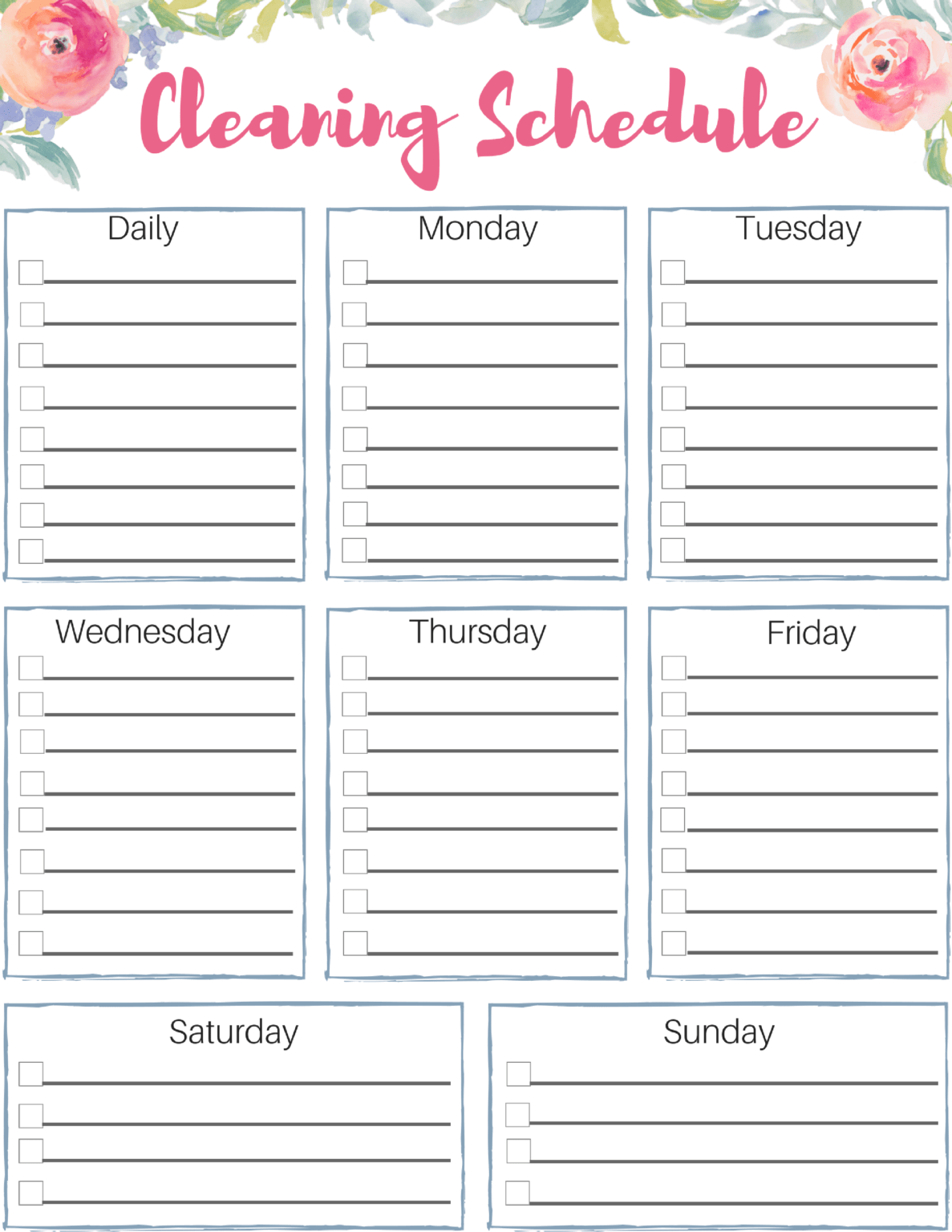 Impressive Editable Cleaning Schedule Template Ideas Weekly In Blank