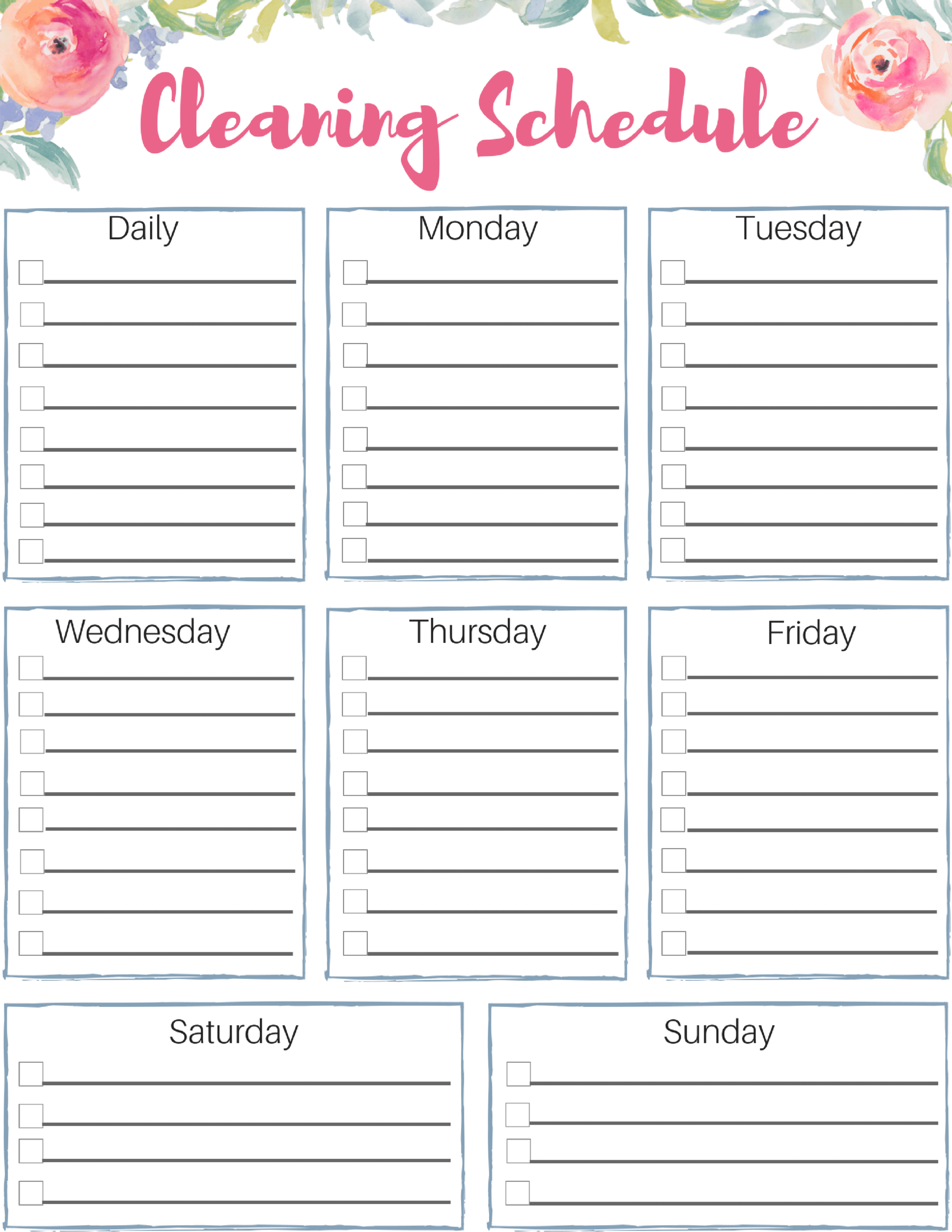 Impressive Editable Cleaning Schedule Template Ideas Weekly In Blank Cleaning Schedule Template