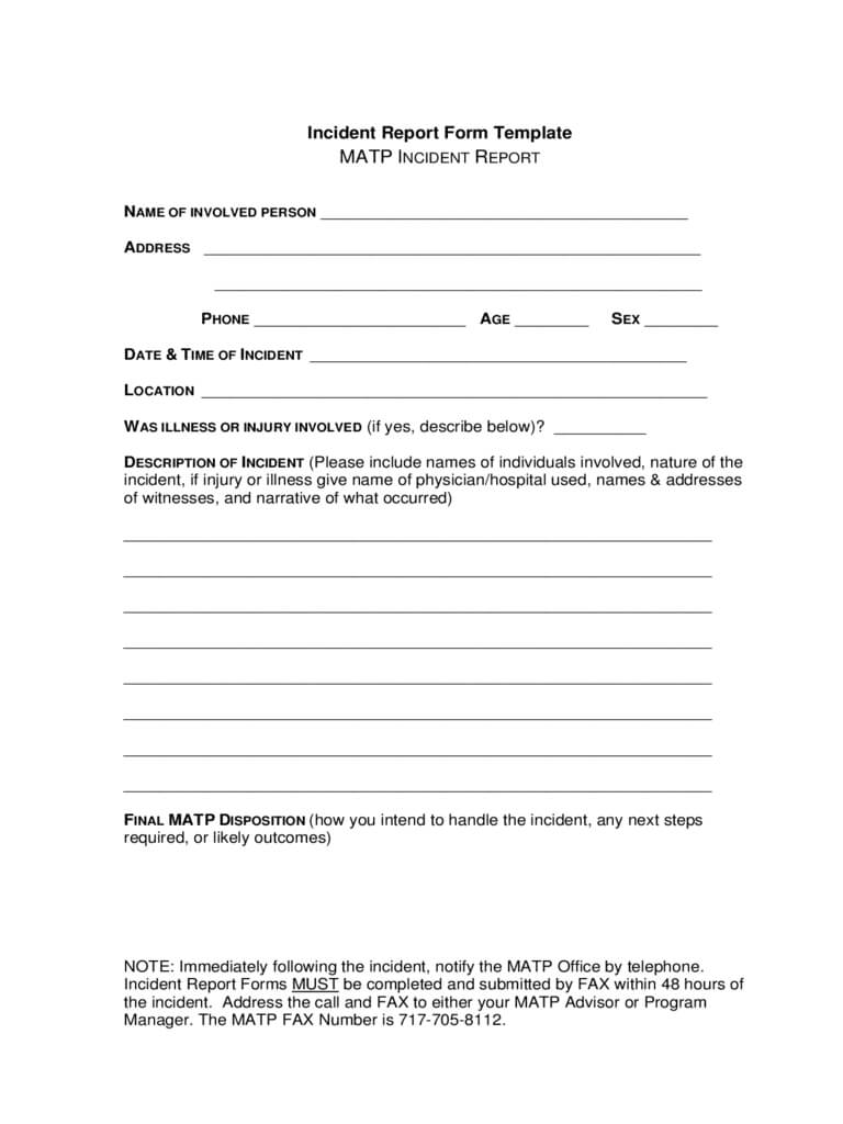 Incident Report Form – 7 Free Templates In Pdf, Word, Excel Regarding Incident Report Form Template Word