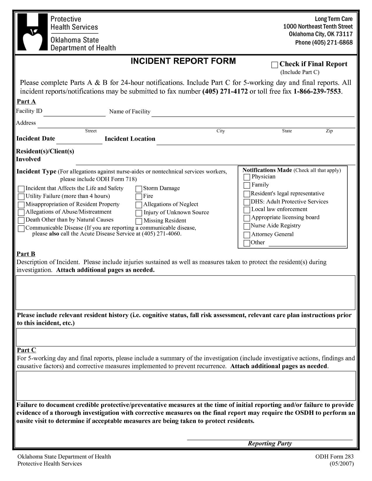 Incident Report Format Letter And Security Guard Incident In Medication Incident Report Form Template