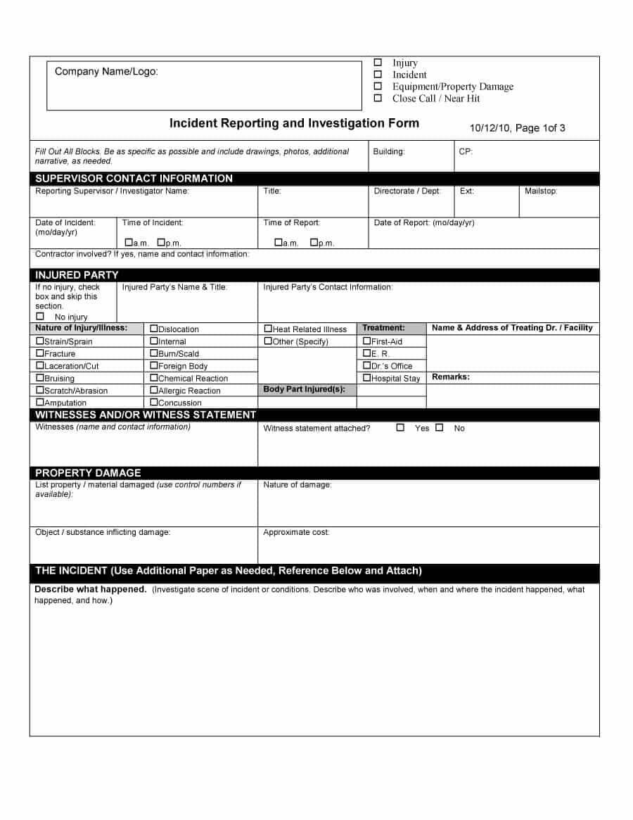 Incident Report & Investigation Root Cause Analysis Template Throughout Failure Analysis Report Template
