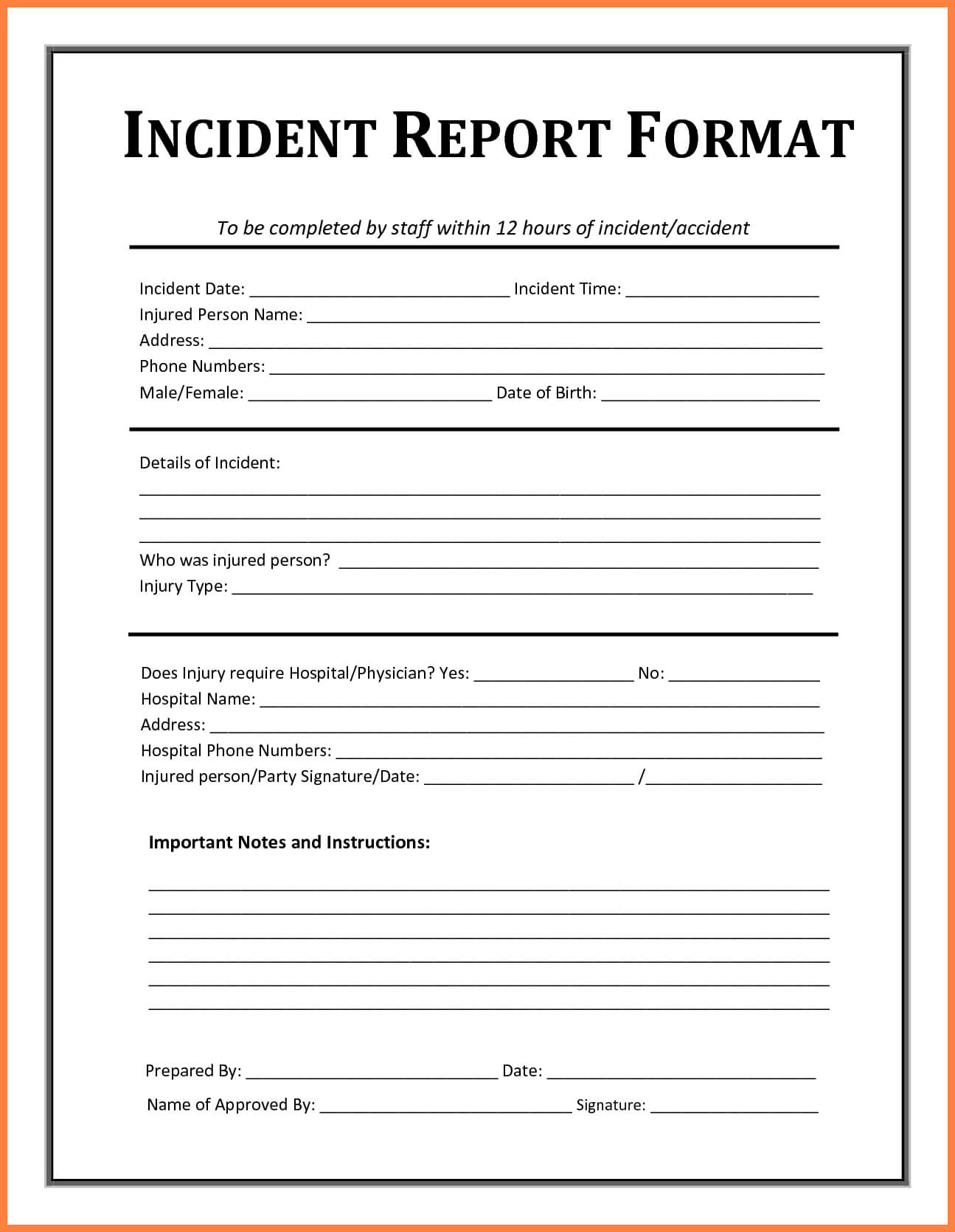 Incident Report Template – Free Incident Report Templates Pertaining To Itil Incident Report Form Template