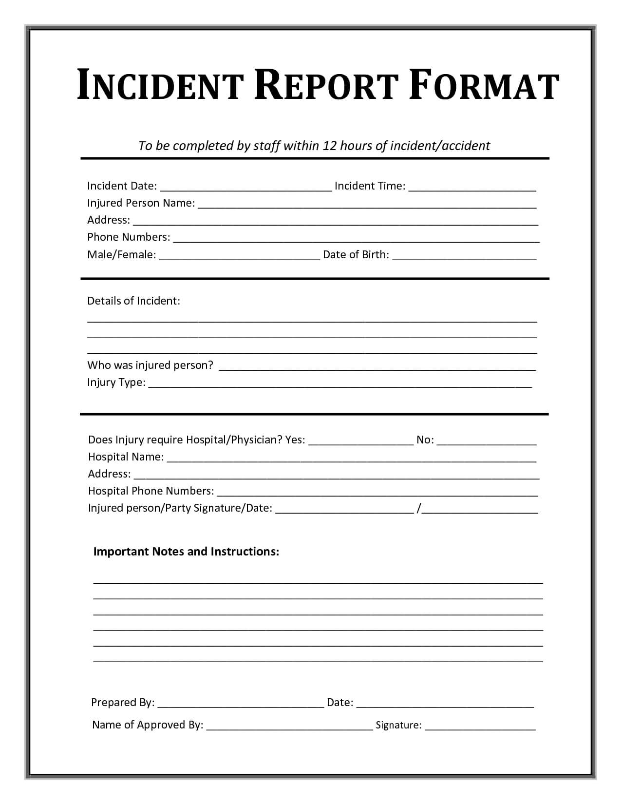 Incident Report Template | Incident Report Form, Incident For Generic Incident Report Template