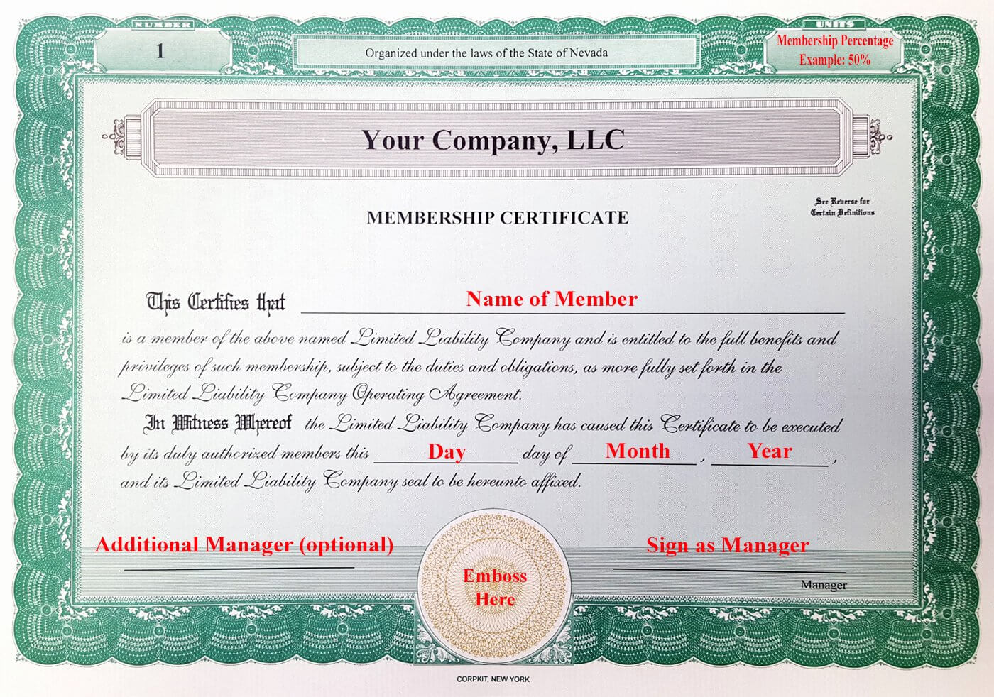 Incredible Llc Membership Certificate Template Ideas Free Within New Member Certificate Template