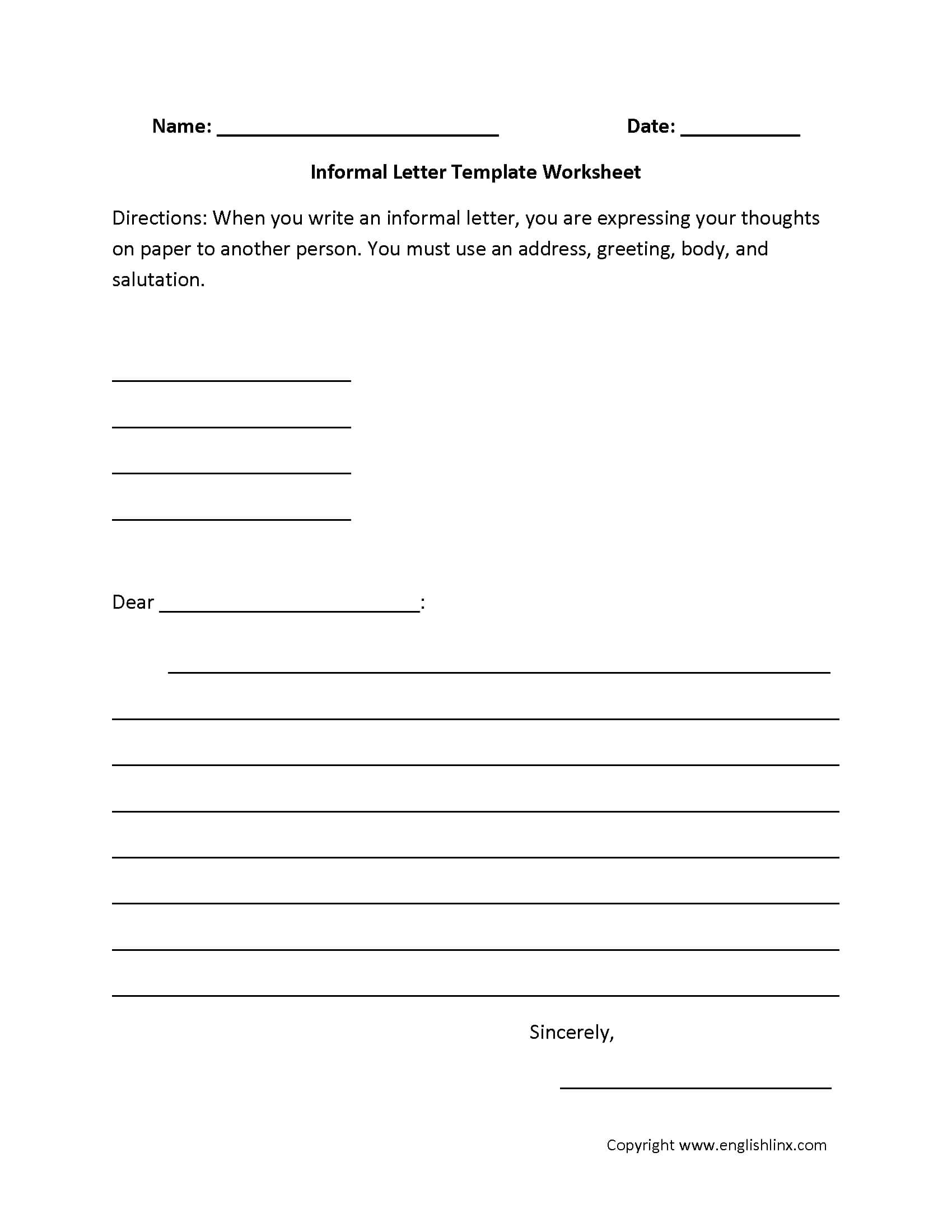 Informal Letter Writing Worksheets | Informal Letter Writing Inside Report Writing Template Ks1
