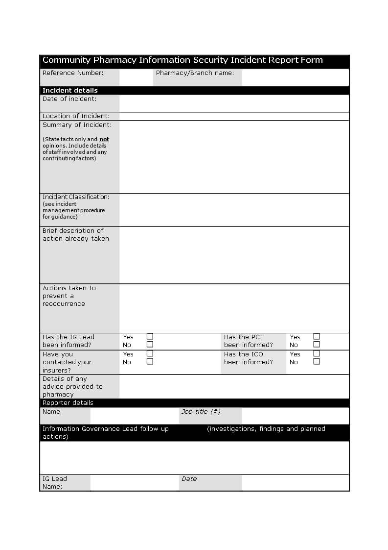 Information Security Incident Report Template | Templates At For Computer Incident Report Template