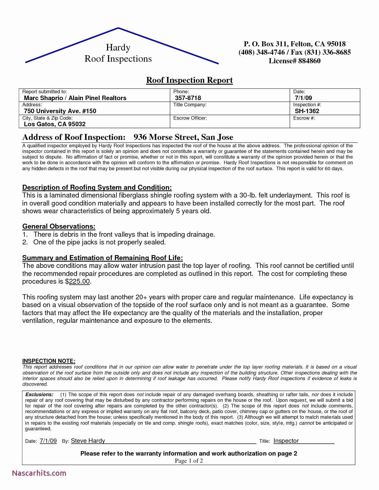 Inspection Report Template Word Best Of Template Inspection Regarding Roof Inspection Report Template