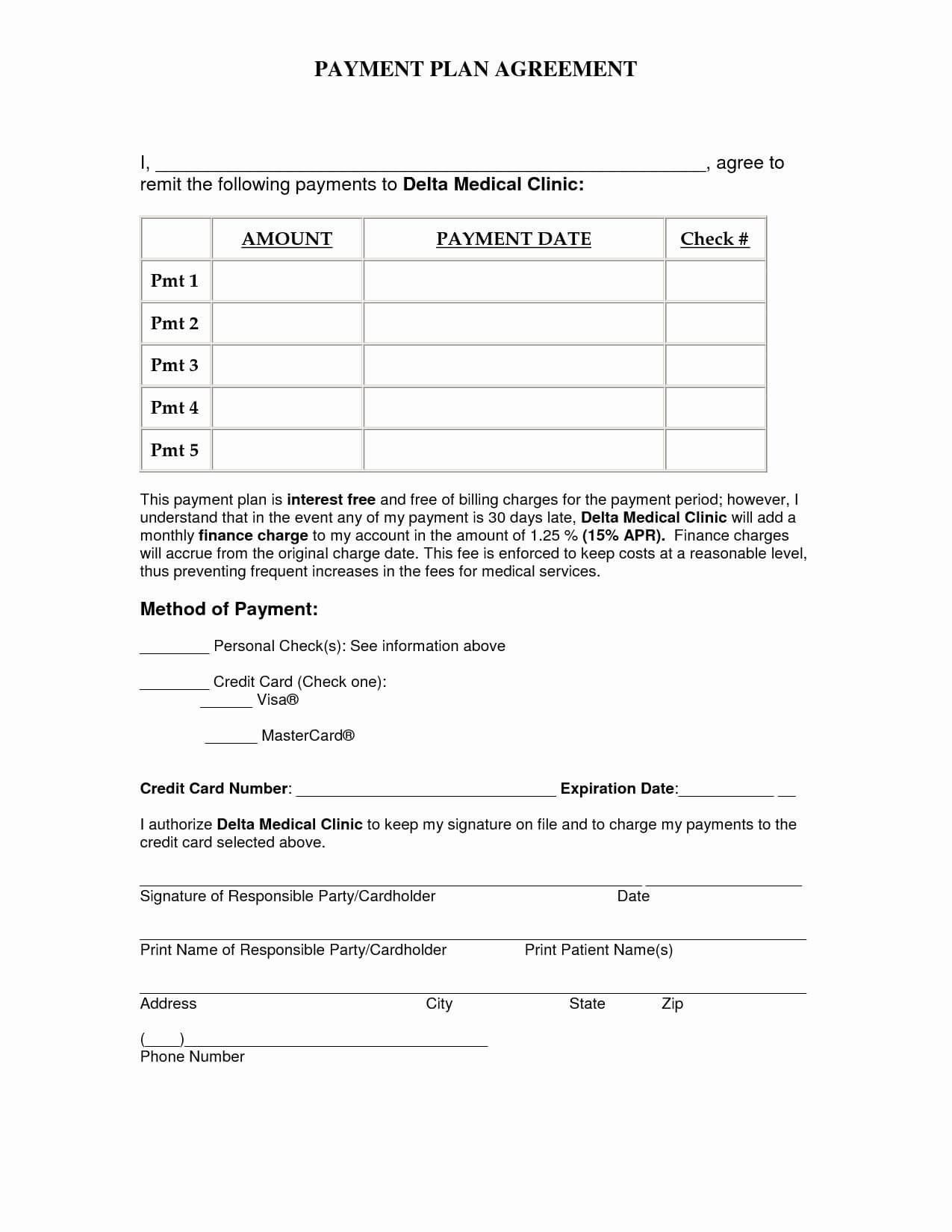 Installment Payment Plan Agreement Template Best Of Loan With Credit Card Payment Plan Template