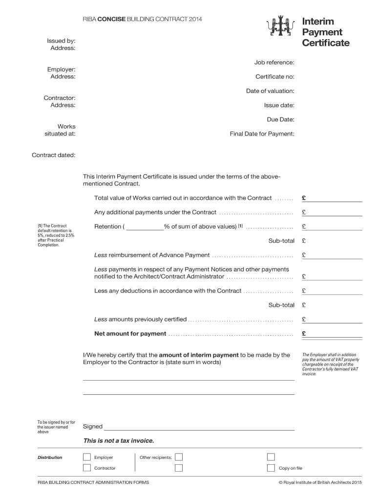 Interim Certificate – Fill Online, Printable, Fillable Inside Construction Payment Certificate Template
