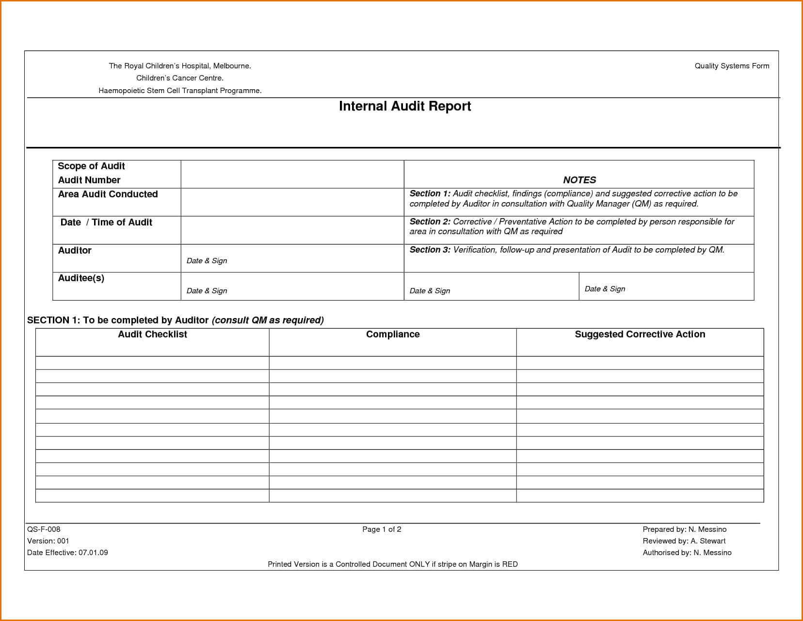 Internal Audit Report Template Word | Internal Audit, Report Within It Audit Report Template Word