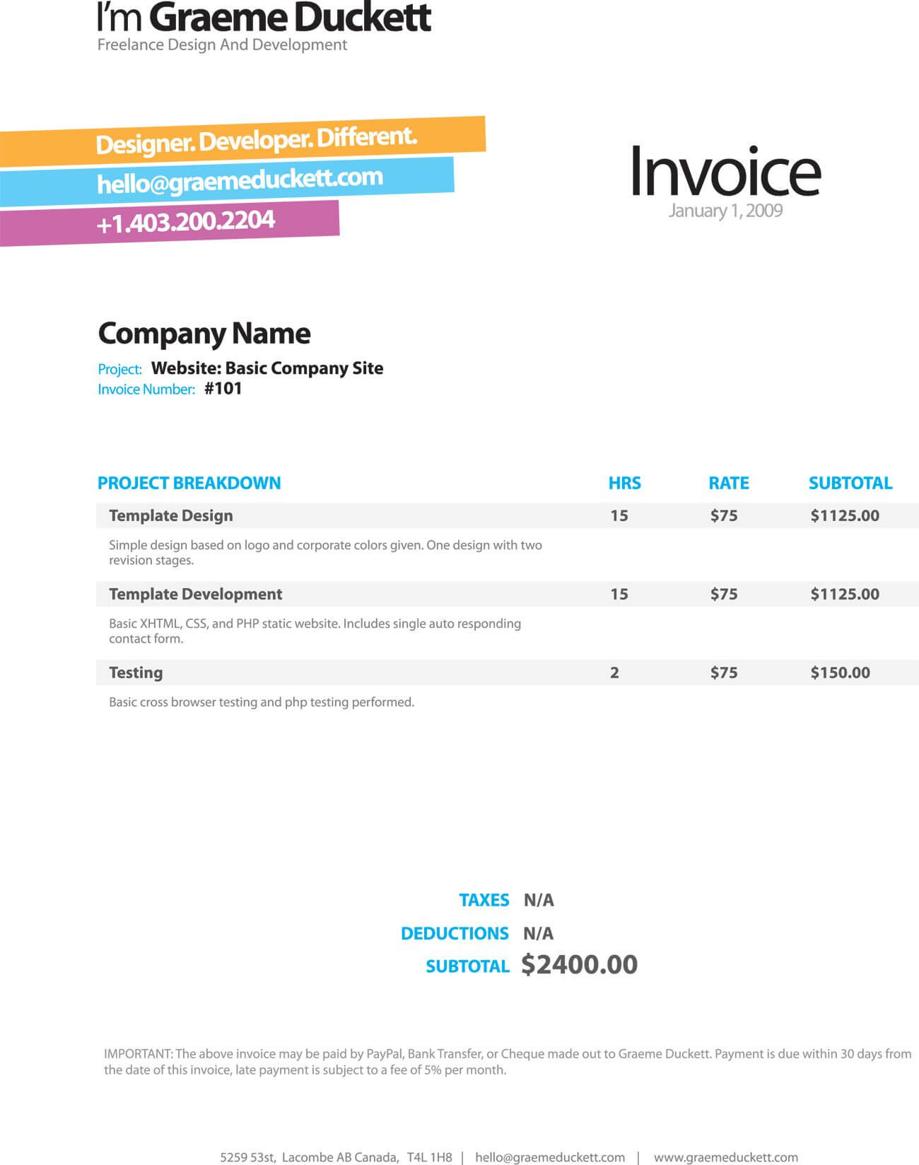 Invoice Like A Pro: Design Examples And Best Practices Pertaining To Web Design Invoice Template Word