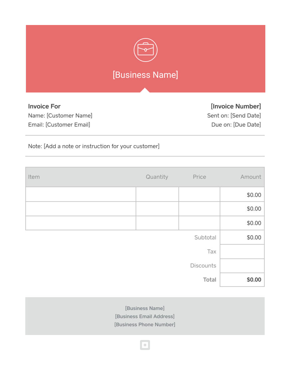 Invoice Template – Generate Custom Invoices | Square Intended For Free Downloadable Invoice Template For Word