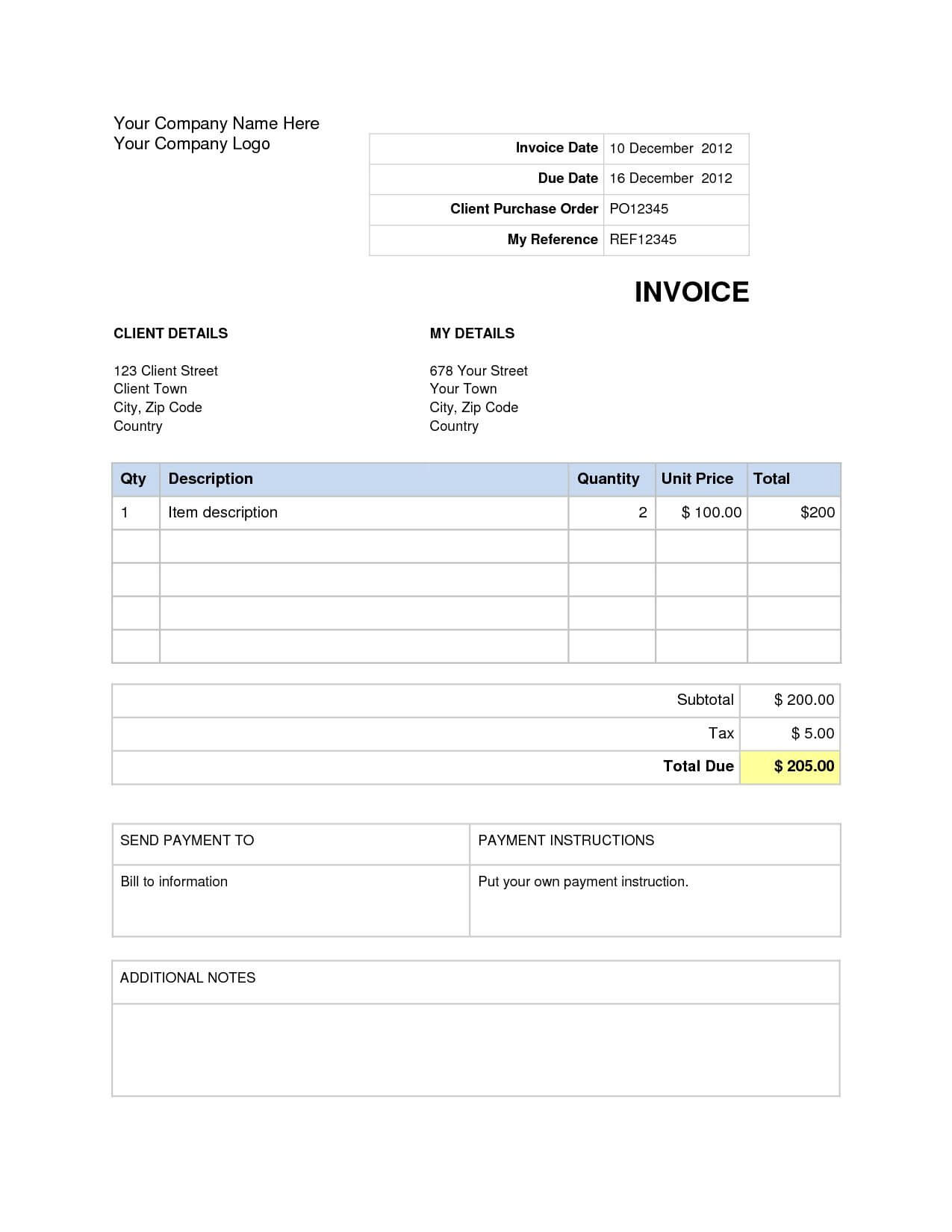 Invoice Template Word Document – Forza.mbiconsultingltd Within Microsoft Office Word Invoice Template
