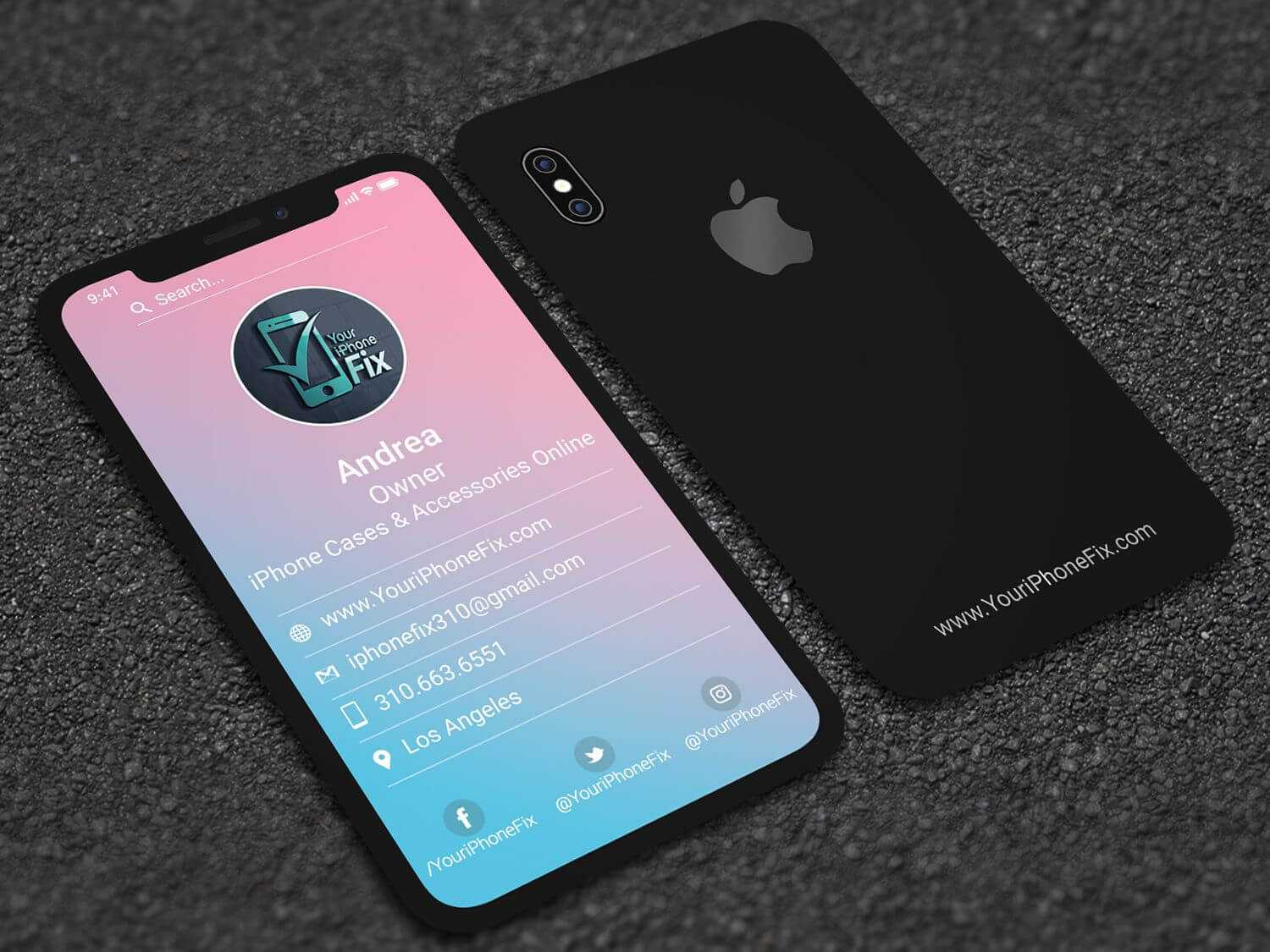 Iphone X Style Business Card | Professional Business Card With Iphone Business Card Template