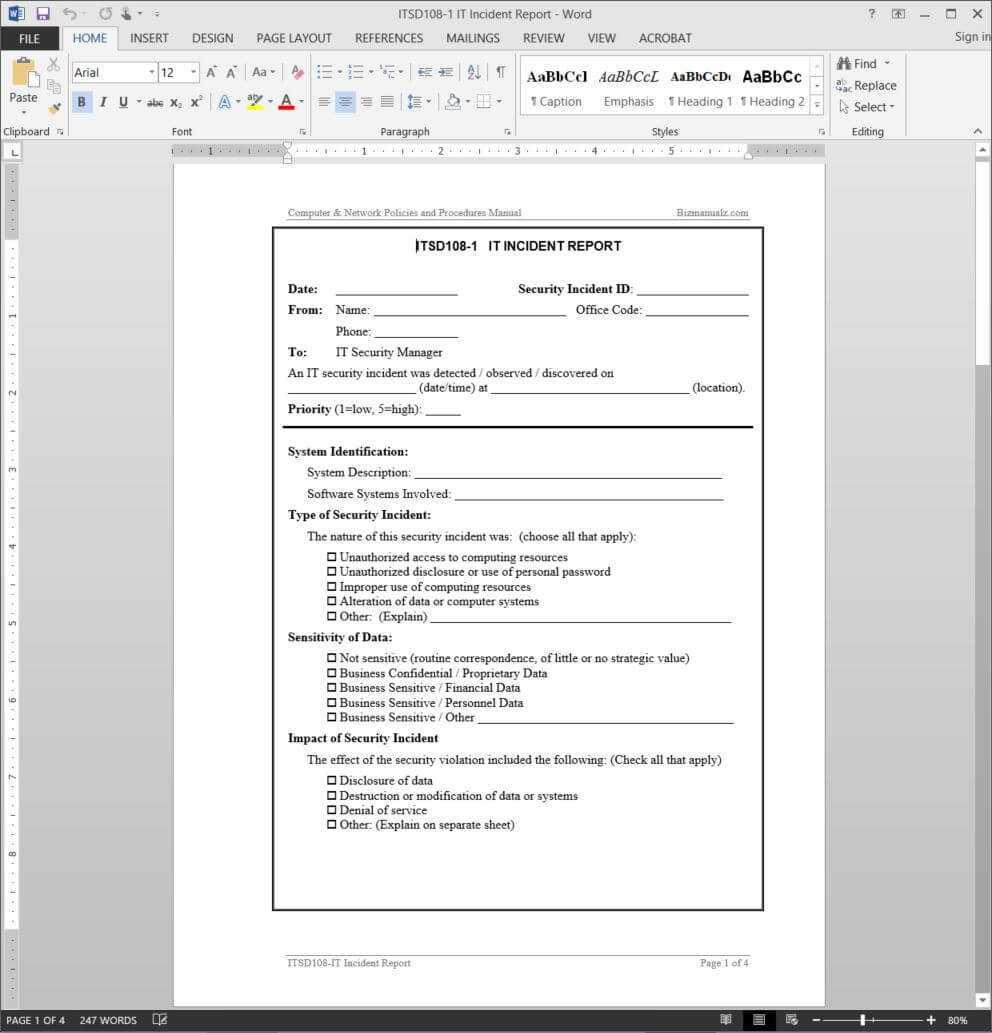 It Incident Report Template | Itsd108 1 Inside It Incident Report Template