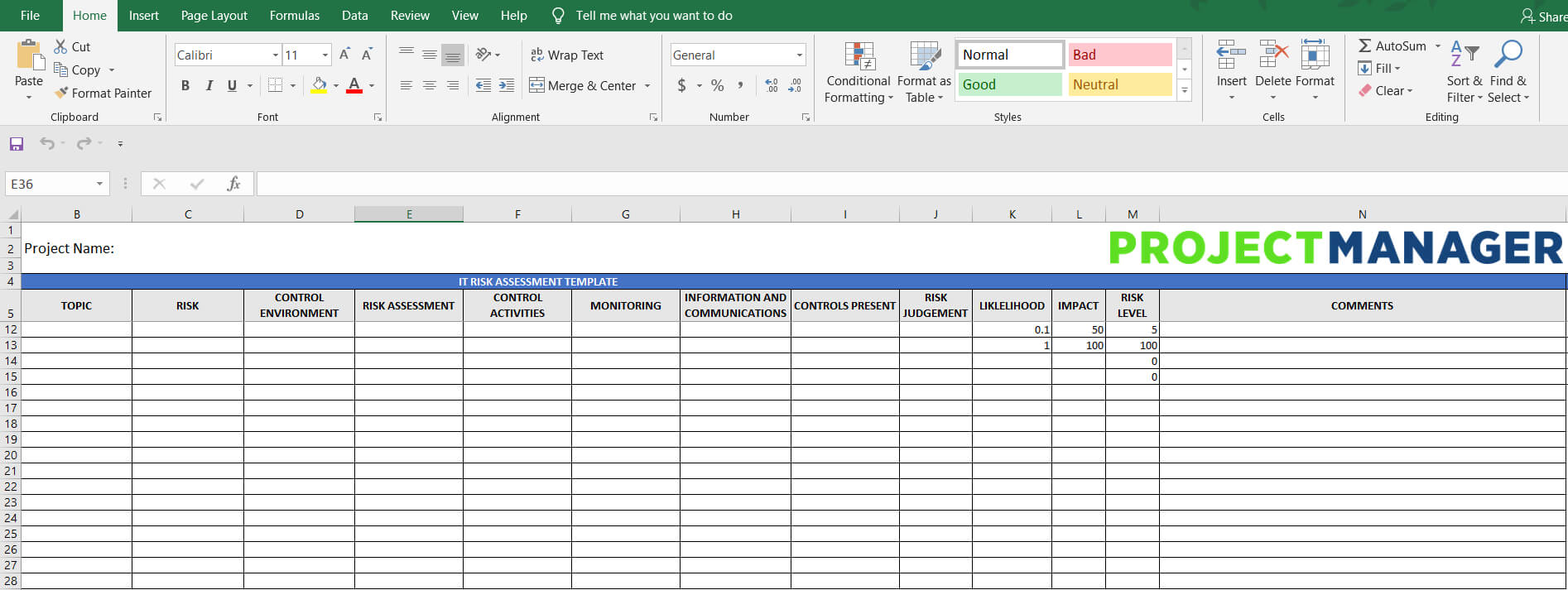 It Risk Assessment Template – Free Excel Download For Risk Mitigation Report Template