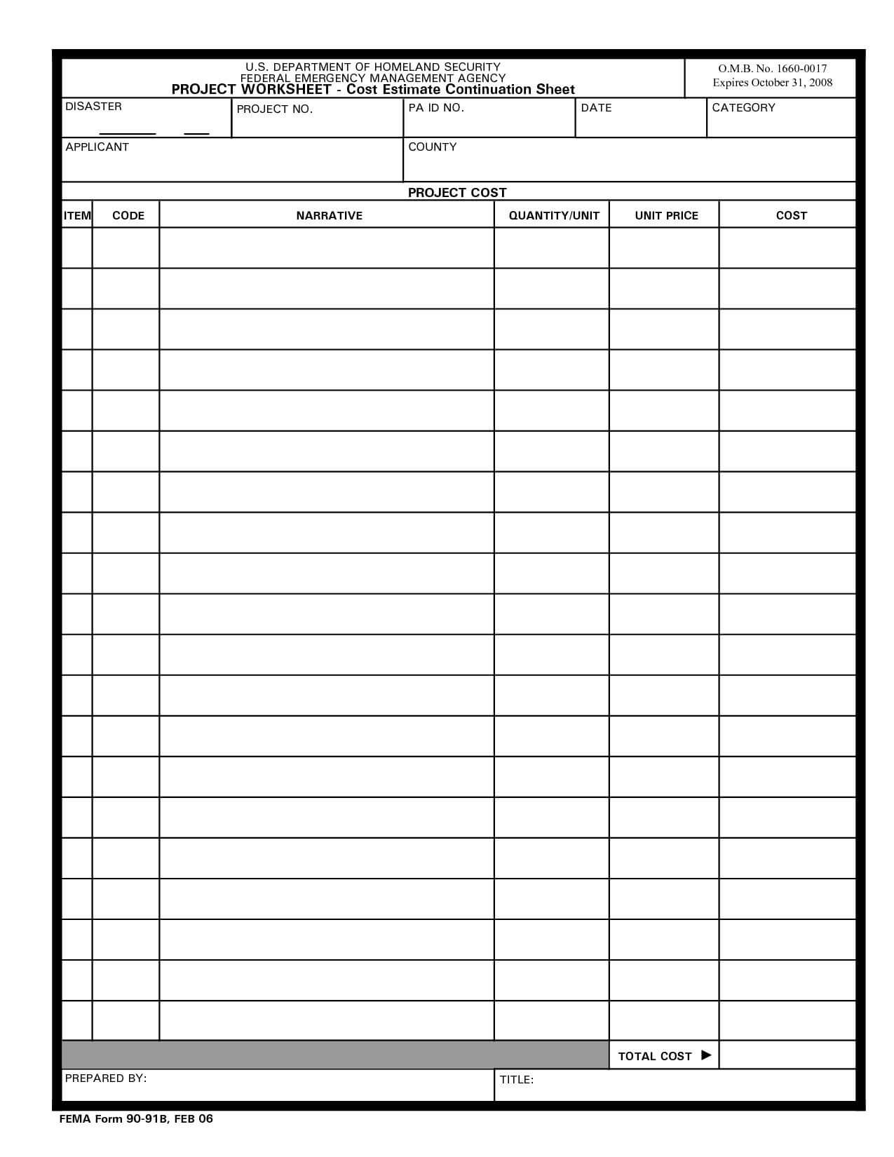 Job Cost Spreadsheet Construction – Google Search | Estimate Pertaining To Blank Estimate Form Template