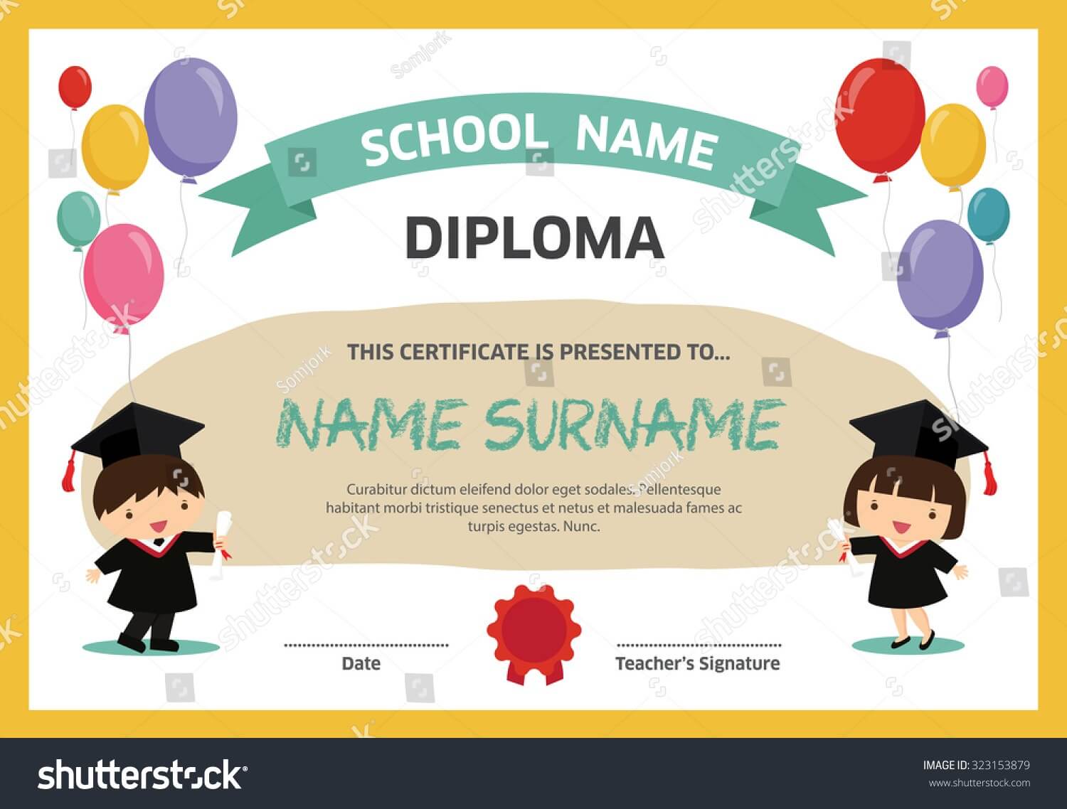 Kids Diploma Certificate Background Design Template Stock Pertaining To Children's Certificate Template
