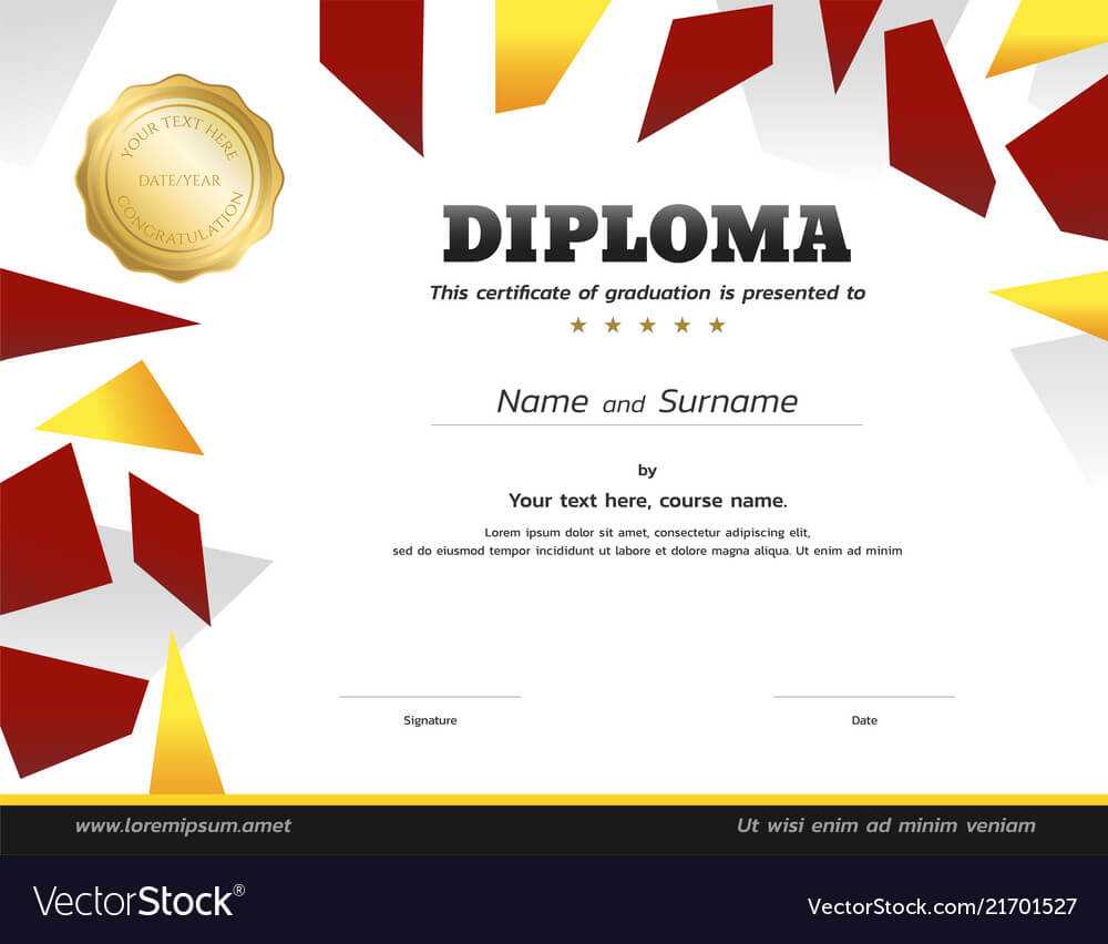 Kids Diploma Or Certificate Template With Gold Inside Softball Certificate Templates Free