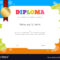 Kids Diploma Or Certificate Template With Hand With Preschool Graduation Certificate Template Free