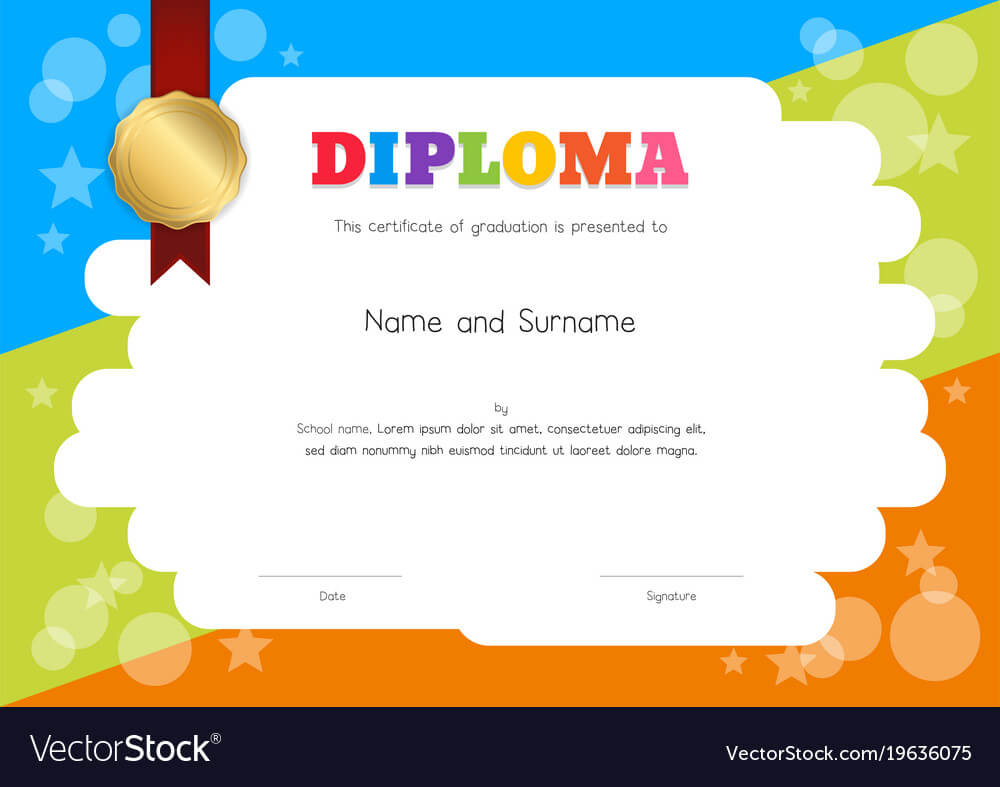 Kids Diploma Or Certificate Template With Hand With Preschool Graduation Certificate Template Free