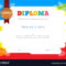 Kids Diploma Or Certificate Template With Intended For Preschool Graduation Certificate Template Free
