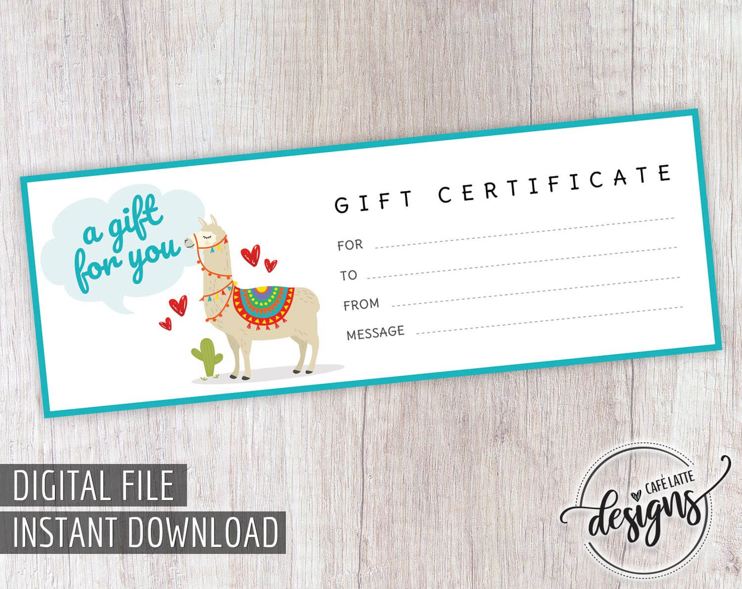 Kids Llama Gift Certificate, Thanksgiving Christmas Gift Pertaining To Kids Gift Certificate Template