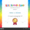 Kids Summer Camp Diploma Or Certificate Template Award Seal Inside Fun Certificate Templates