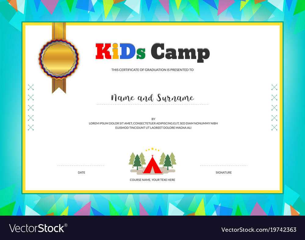 Kids Summer Camp Diploma Or Certificate Template With Regard To Summer Camp Certificate Template