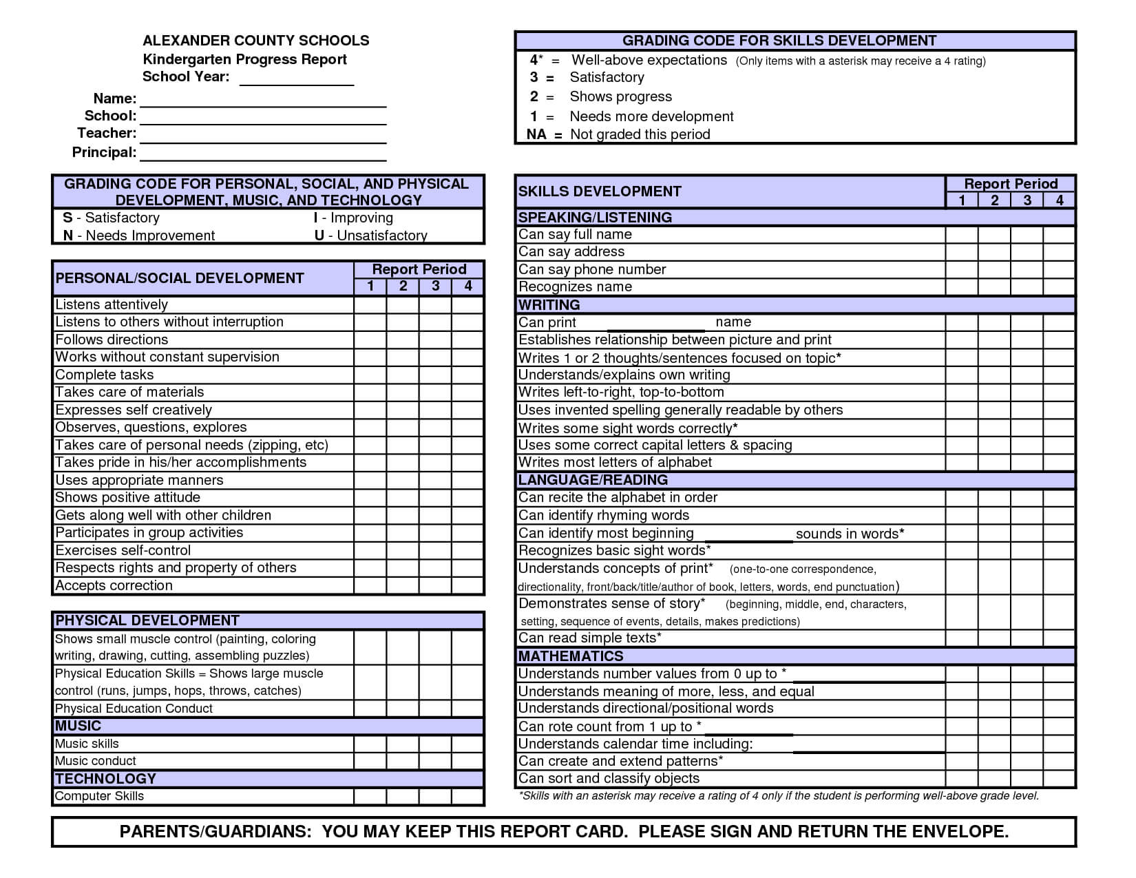 Kindergarten Report Card Template Free Preschool Conference Pertaining To Kindergarten Report Card Template